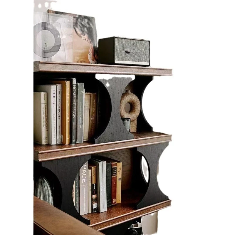 French retro solid wood bookshelf living room display cabinet porch  home storagedisplay