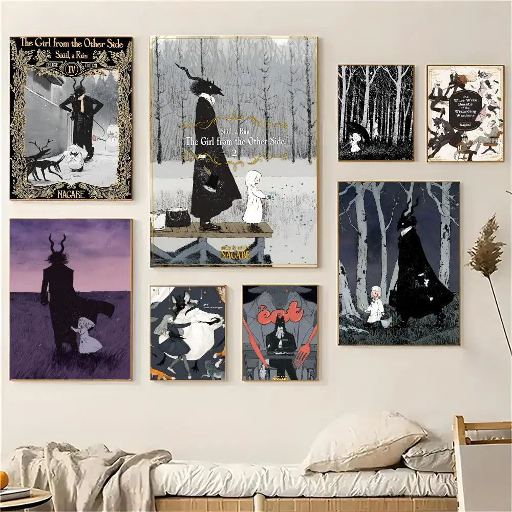 Nagabe Art Illustration bedroom Poster Self-adhesive Advanced Aesthetic Printing Paper Wall Art for Living Room Home Decor