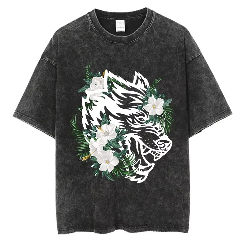 Vintage Darc Sport Wolves Tshirt Streetwear Harajuku Graphic Print Oversized T Shirt Summer Casual Loose Tee Unisex