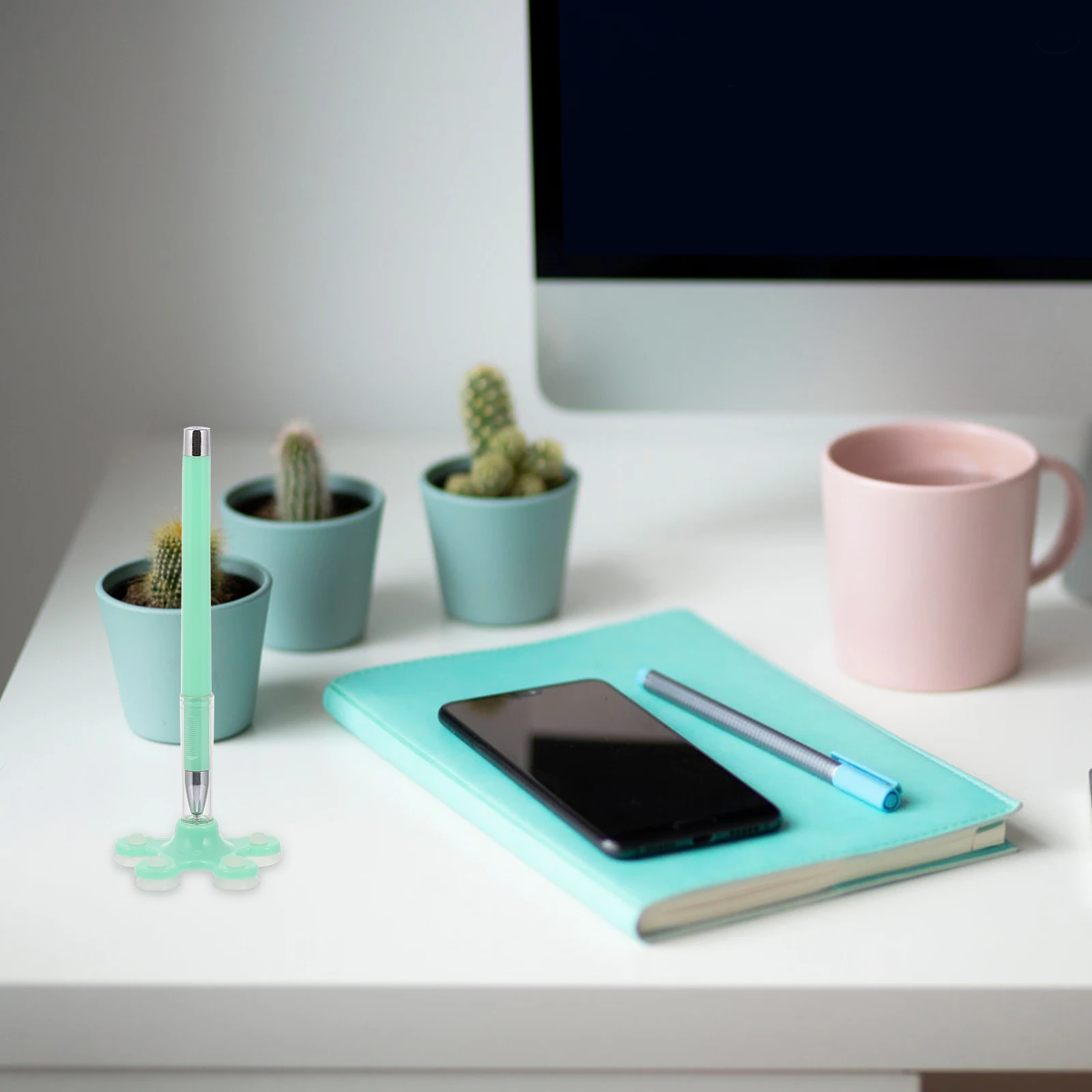 

10Pcs Adorable Writing Gels Pens Phone Stand Portable Dual-Use Medium Point Multifunctional Suction Cup