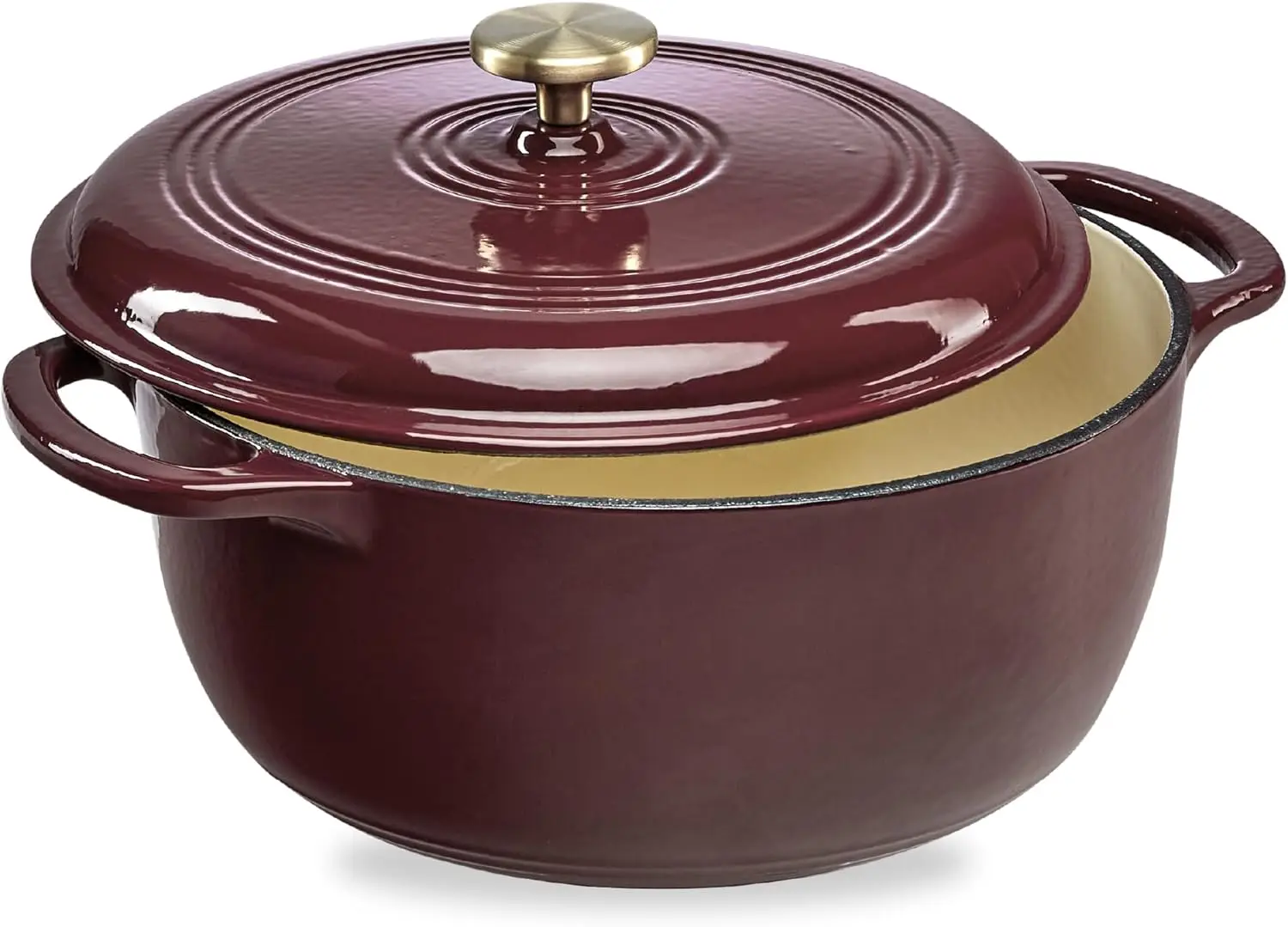 

7.5 Quart Enamel Cast-Iron Round Dutch Oven, Family Style Heavy-Duty Pre-Seasoned Cookware for Home, Kitchen, Dining Room, Oven