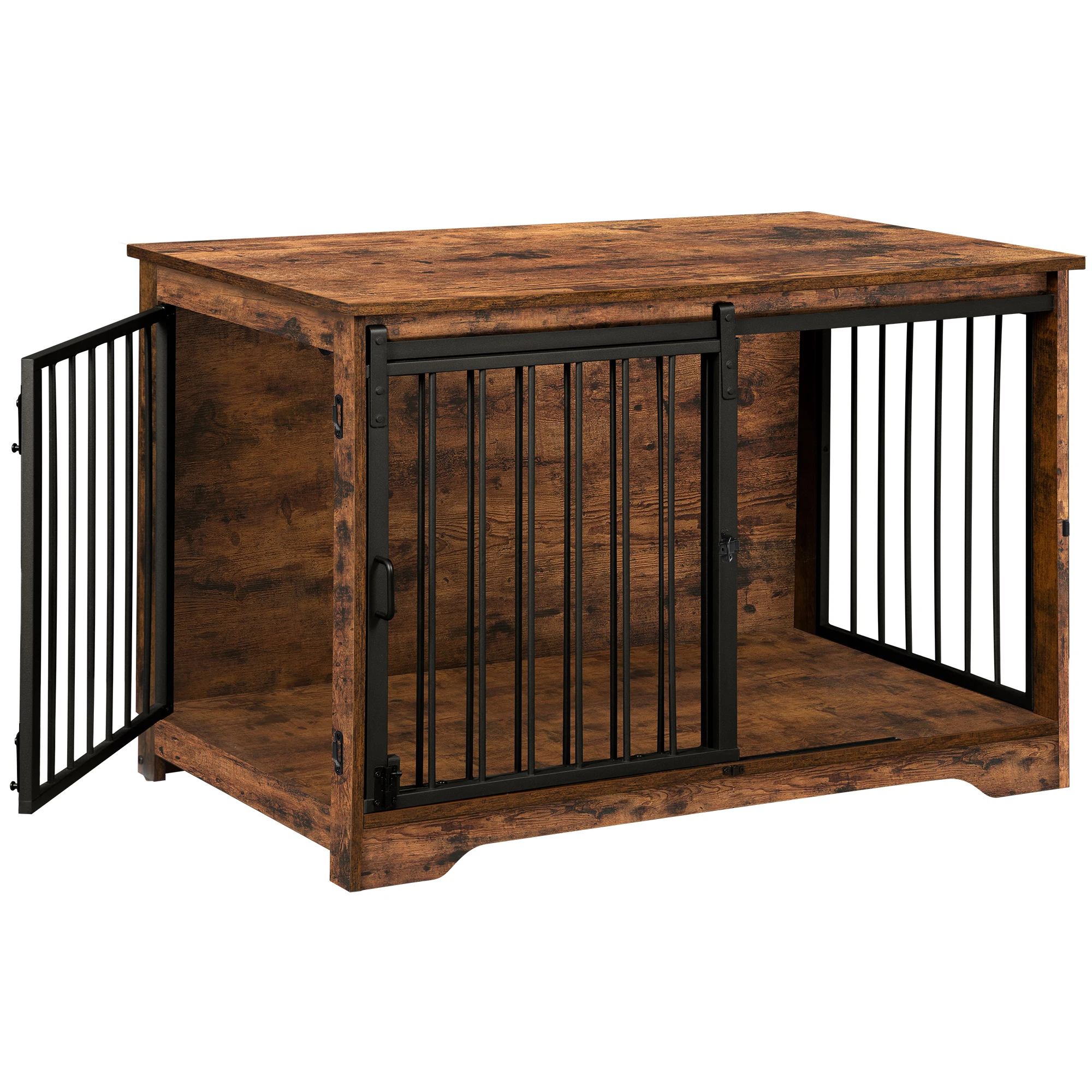 Hondenkooimeubilair, 100 cm hondenbox voor thuis, schuifdeuren, 2 deuren, moderne hondenbox, houten binnen voor kleine/middelgrote/grote honden