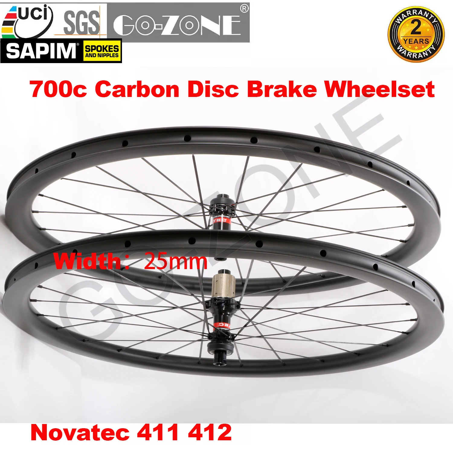 

Light Carbon Wheelset Disc Brake 700c Clincher Tubeless Tubular Novatec 411 412 Sapim Thru Axle/Quick Release Roda Carbon 700c