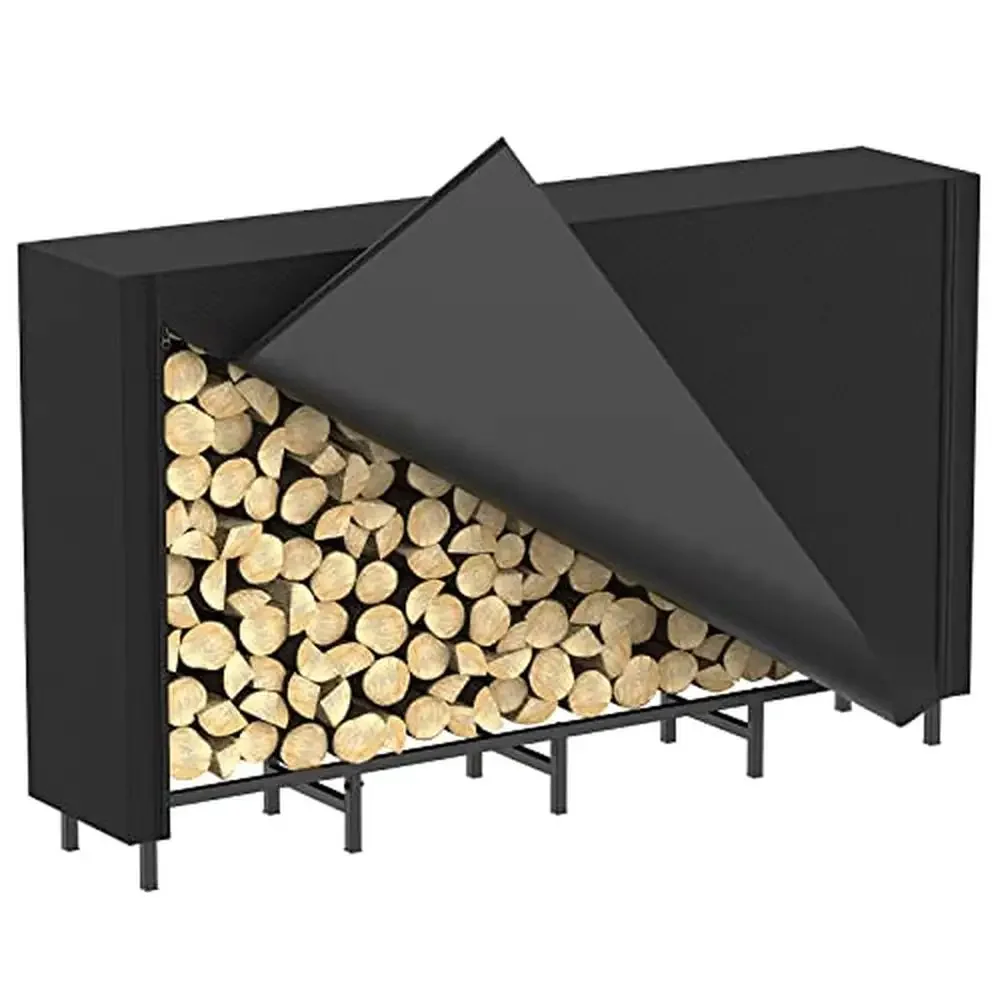 

5.3ft Firewood Rack Outdoor Cover Fire Log Holder Fireplace Storage Heavy Duty Adjustable Alloy Steel Oxford Fabric Waterproof