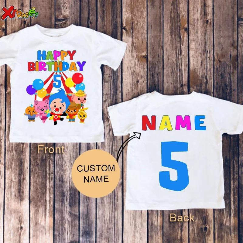 Plim Birthday TShirt Girl Shirts Party Shirt for Kids Personalized Name Shirt Toddler Baby Gift 3 1st Clothes Boy Tee Girl Shirt