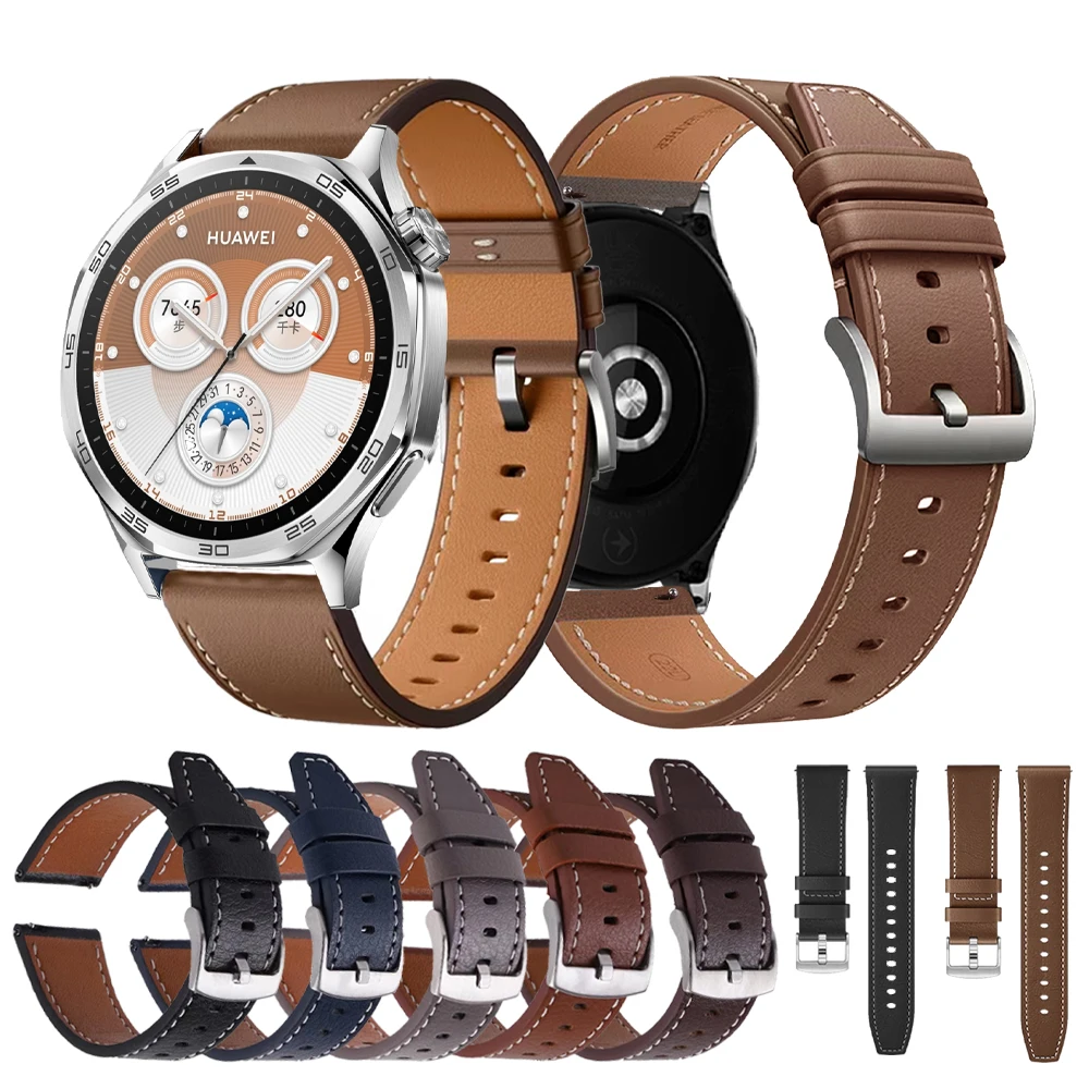 Leather 20mm 22mm Watch Strap For HUAWEI Watch GT 5 4 3 2 Band Replace Bracelet For HUAWEI Watch 5 4 46mm/Amazfit Bip GTR GTS