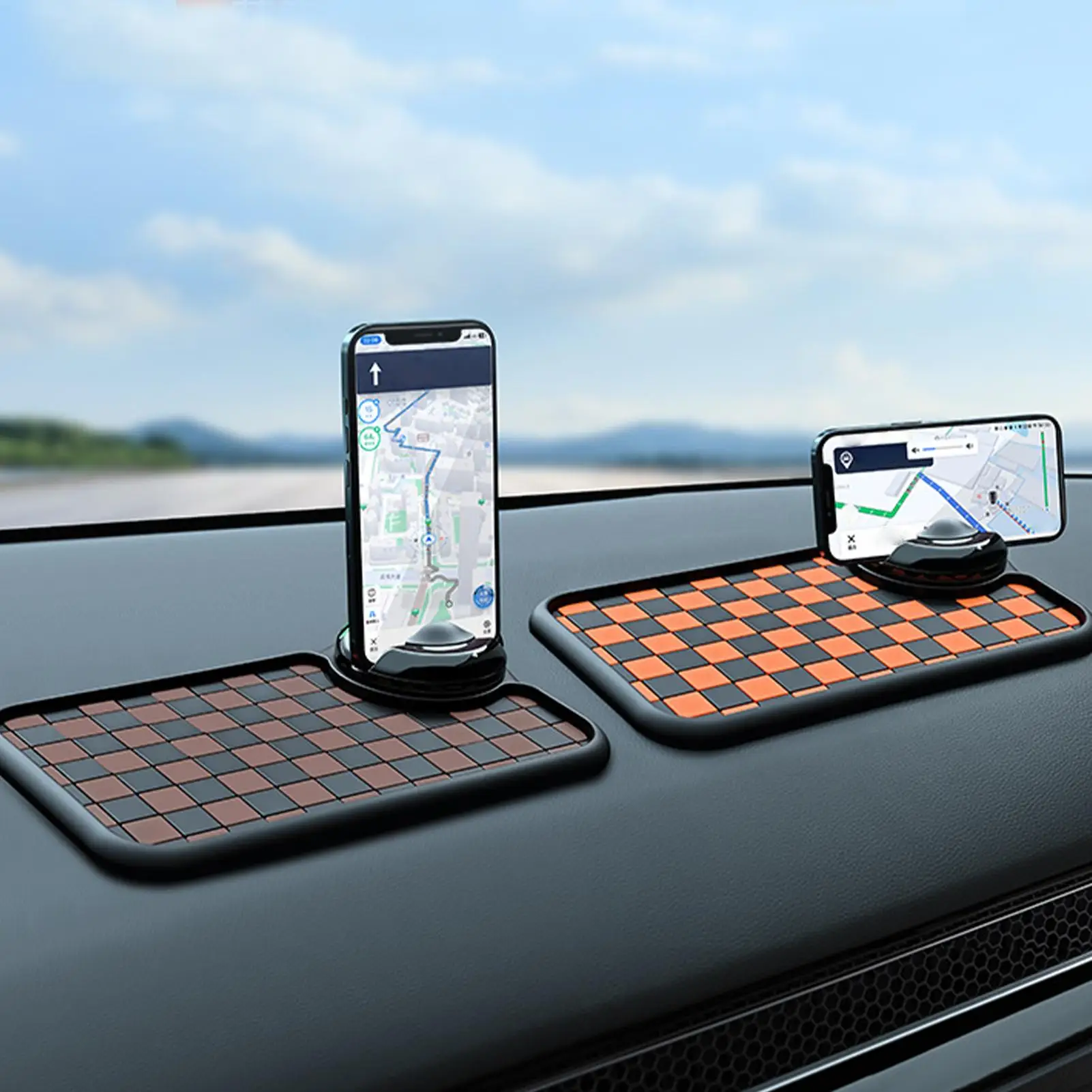 

Multi Functional Car Anti Slip Dashboard Pad Phone Holder With Parking Number 360-Degree Rotating Stand Pad For Sunglasses Keys