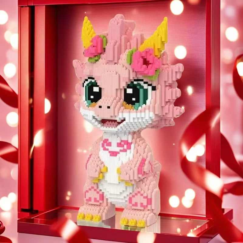 

5864 High-Quality Peach Blossom Dragon Building Blocks, Adult Desktop Decoration Toys and Gifts, Birthday Gifts, Gifts between Friends