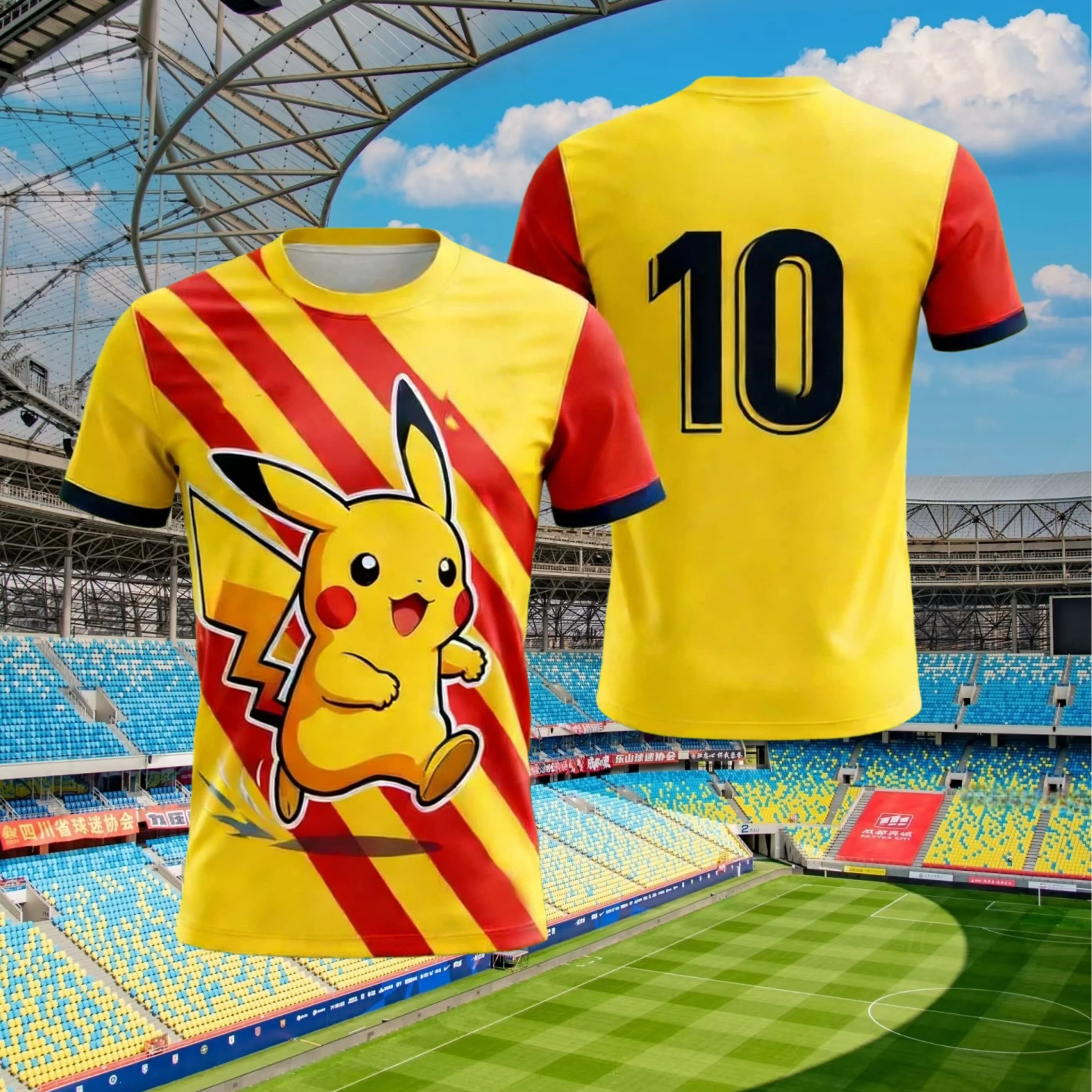 

Джерси с 3D-принтом «Покемон Пикачу» из японского аниме, быстросохнущий тренировочный трикотаж, мужской топ с короткими рукавами, новый хит продаж