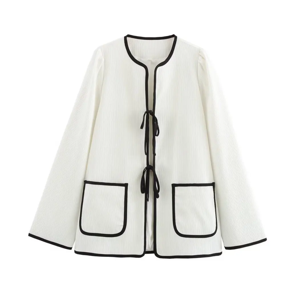 

Women's Casual Lace-Up Coat Spring Autumn New Fashion Top European American Style 8803