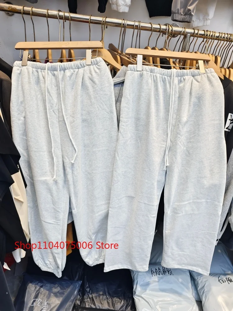 

Kanye West Style Straight Thin Fleece Joggers Winter Thermal Casual Sweatpants Men Women Loose Trousers