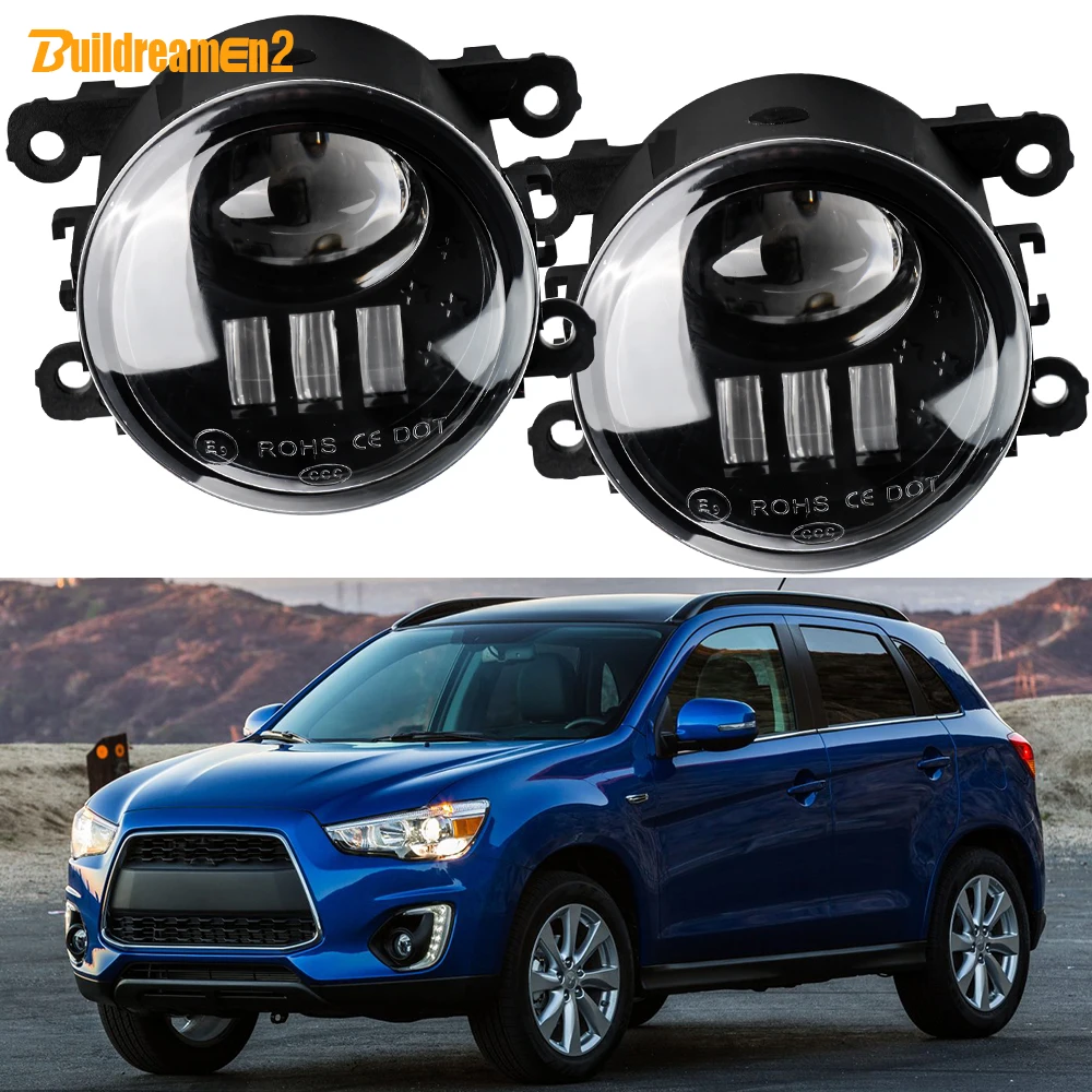 2 X 60W H11 LED Lens Fog Light Assembly Car Right + Left Fog Lamp For Mitsubishi ASX RVR Outlander Sport 2007-2020