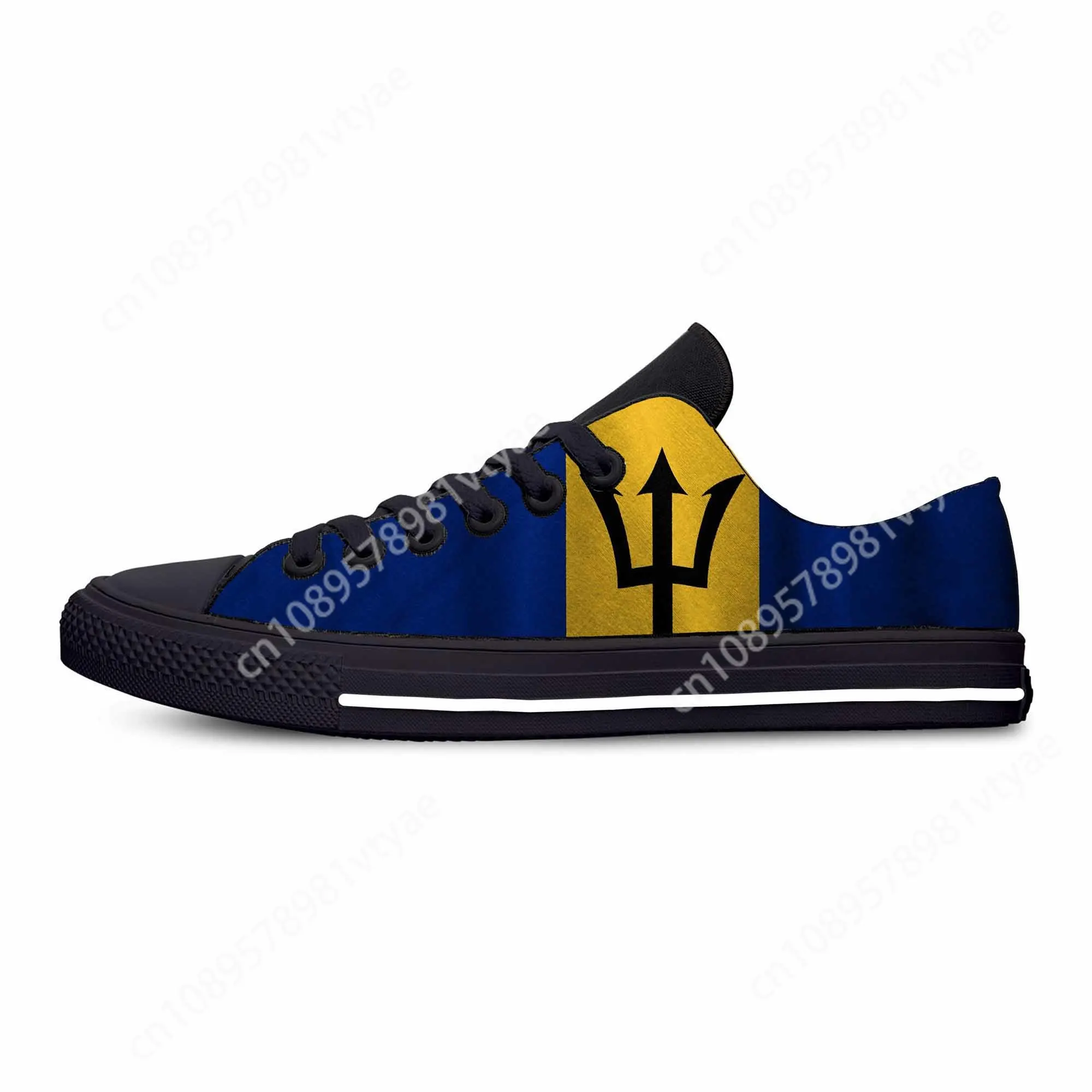 Barbados Flag Patriotic Pride Cool Fahsion Popular Casual Cloth Shoes Low Top Comfortable Breathable 3D Print Men Women Sneakers