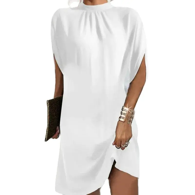 

Streetwear Batwing Sleeve Loose Fit Round Neck Dress for Women Vestidos De Trico Femenino Summer Dress White Dress Women