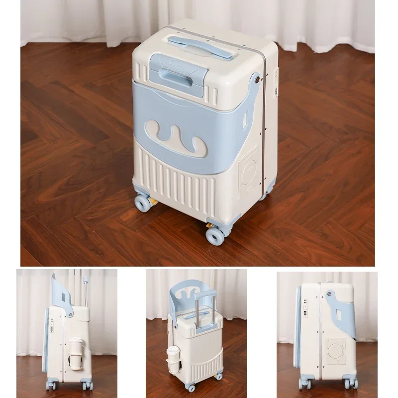 Mutter-Kinder-Reisekoffer zum Spazierengehen, Schiebe-Trolley für Eltern und Kind, Fahrbarer Kinderkoffer, 20-Zoll Handgepäck-Koffer – Detail 7