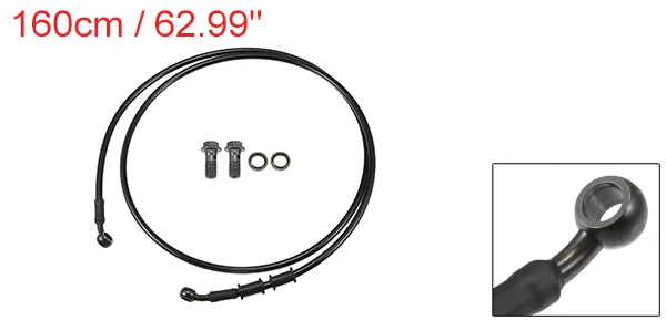 Motoforti 90 cm Motorrad geflochtener hydraulischer Bremsleitung Ölschlauch Schwarz Armeegrün 1 Set – Detail 3