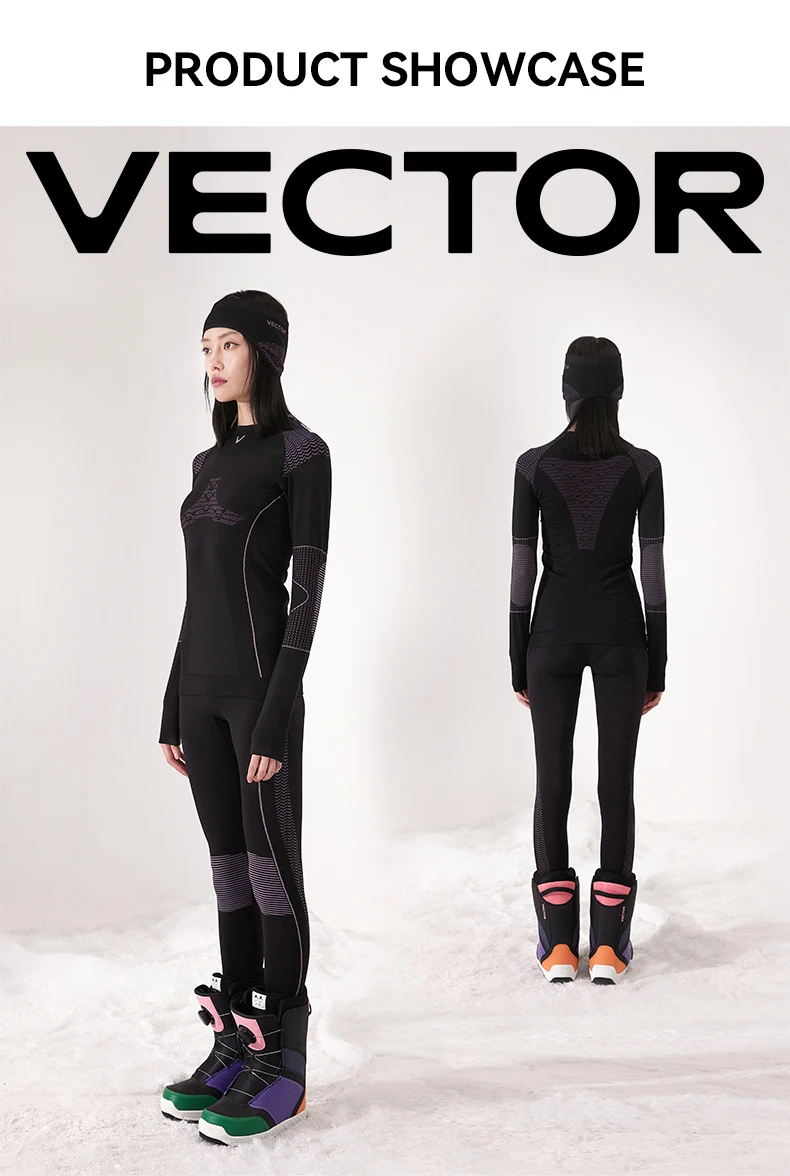 VECTOR Men Women Ski Thermal Underwear Sets Quick Dry Functional Compression Tracksuit Tight Snowboarding Tops and Pants Adult