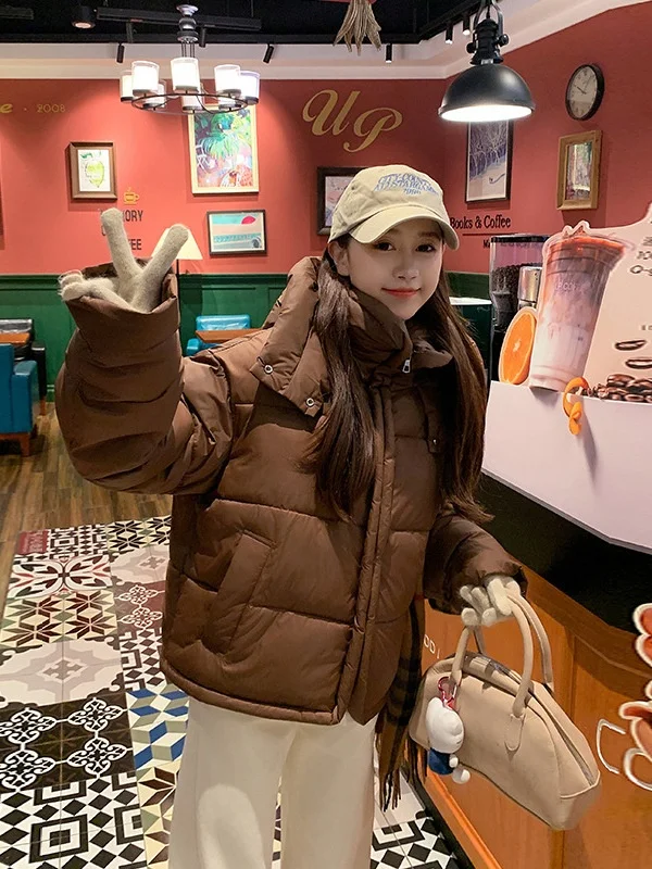 

Женское зимнее пальто из хлопка с капюшоном Thiened, пуховое пальто or Sle кофейного цвета Fem, верхняя одежда, новинка 2025, бренд Lobeen