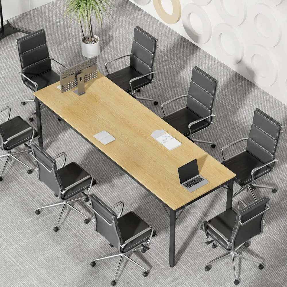 

6.5FT Conference Table, 78.74" Meeting Seminar Table for 6-8 People, Boardroom Table Workstation with Strong Metal Frame