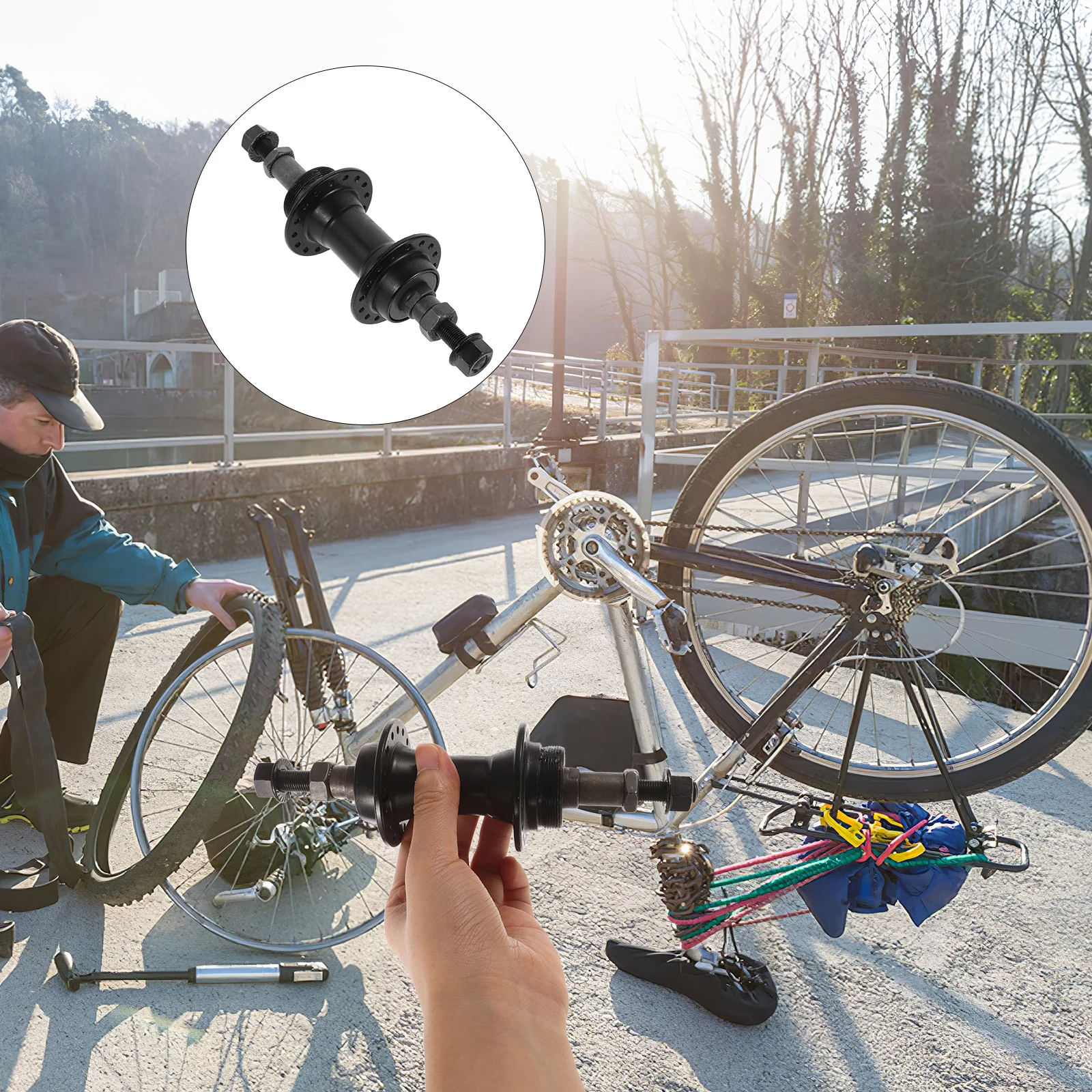 

32 Hole Mountain Durable Metal Bicycle Wheel Part Non-Quick Release Bolt-On Design Rear Front Cycling