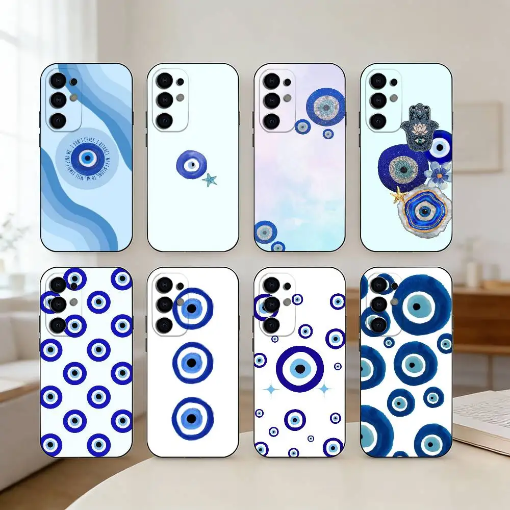 

Y2K L-Lucky Eye Blue Evil Eye Phone Case For Samsung S25,S24,S21,S22,S23,S30,Ultra,S20,Plus,Fe,Lite Black Shell