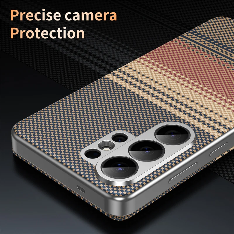 Etui z teksturą włókna węglowego i skórą PU z przegródkami na karty do Samsung Galaxy S23 S24 S25 S26 Ultra Plus, z klapką i okienkiem wyświetlacza. — zdjęcie produktu 6