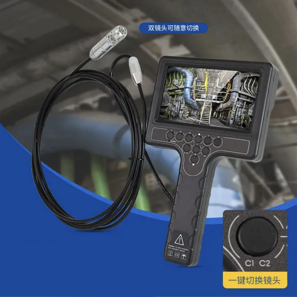10M Cable 23MM Pipe Inspection Camera with DVR 16GB TF Card, Sewer Drain Industrial Endoscope 7" Monitor AHD 720P Camera System