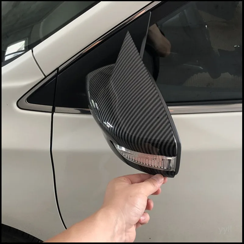 

For Nissan Pulsar 2014-2017 Rearview Mirror Cover Caps Trim With Horn Decorative Auto Parts Accessories