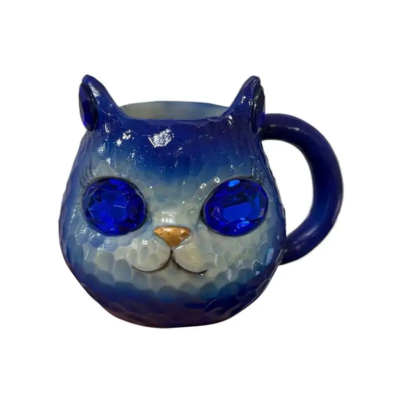 

Coffee Travel Mug 100ml Resin Mineral Crystal Cat Cups For Milk Ergonomic Handle Heat-resistant Drinkware Mugs For Wife