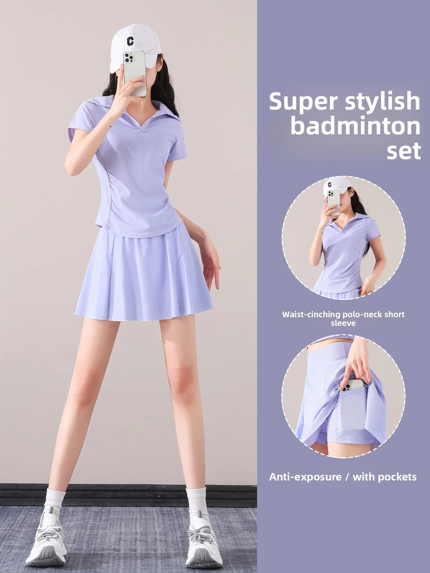 

Slimming Badminton Sports Suit Women's Summer New Sle Qui Dry Tennis ort Skirt Running Fitn Gymwear Two-Piece Set