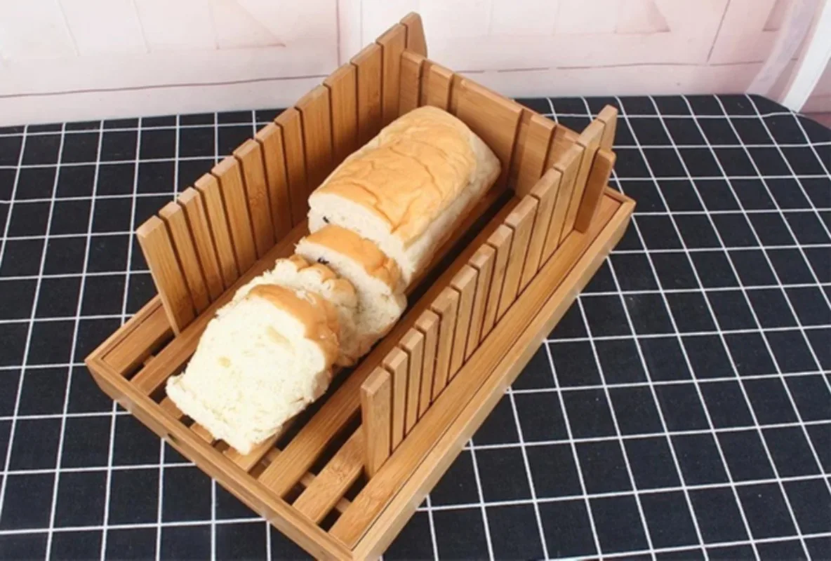 Solid Wood Storage Plate Bamboo Toast Slicing Rack With Crumb Tray For Daily Home Use