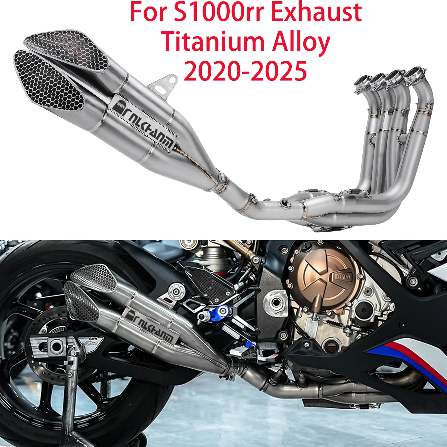 

Real Picture Slip on Motorcycle Exhaust Front Pipe Motorcross Full System Titanum Alloy For S1000rr 2019-2023 S1000R 2021-2023