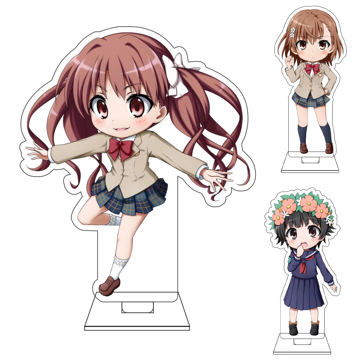 10CM Anime ‌ A Certain Scientific Railgun Cosplay Niedliche Acryl-Figur Ständerplatte Ruiko Saten Misaka Mikoto Ornamente Geschenke