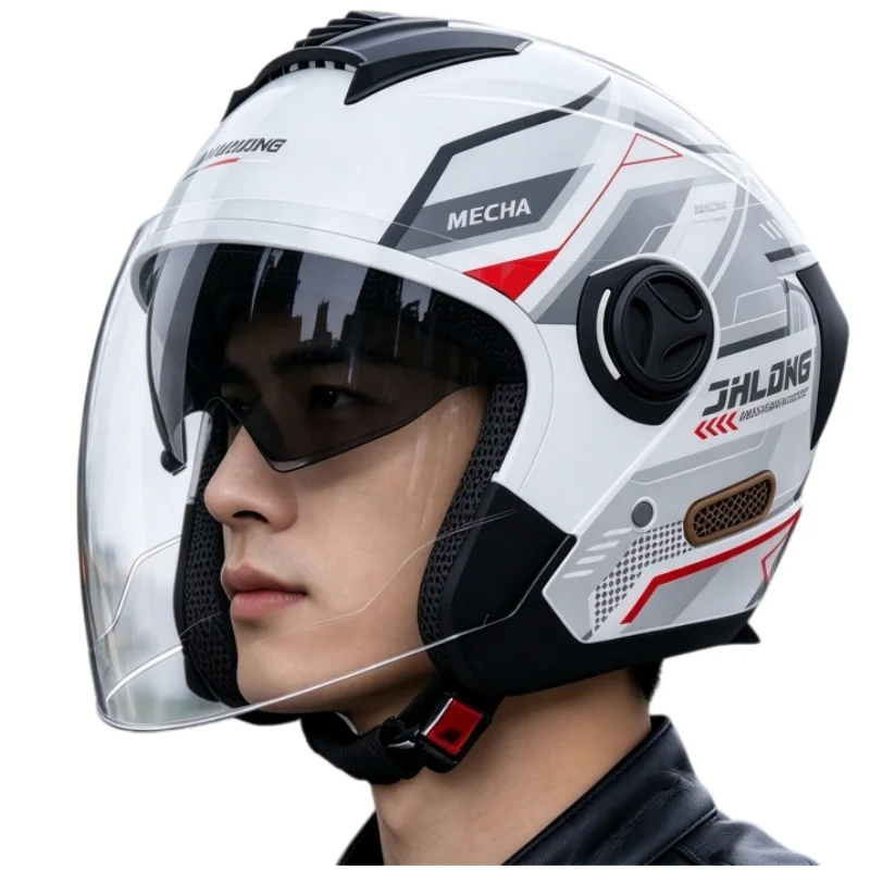 Model 3/4 Open Face Helmet for Men Women, Dual Lens Sun Visor Face Shield, Lightweight Motorcycle Scooter Helmet multicolored