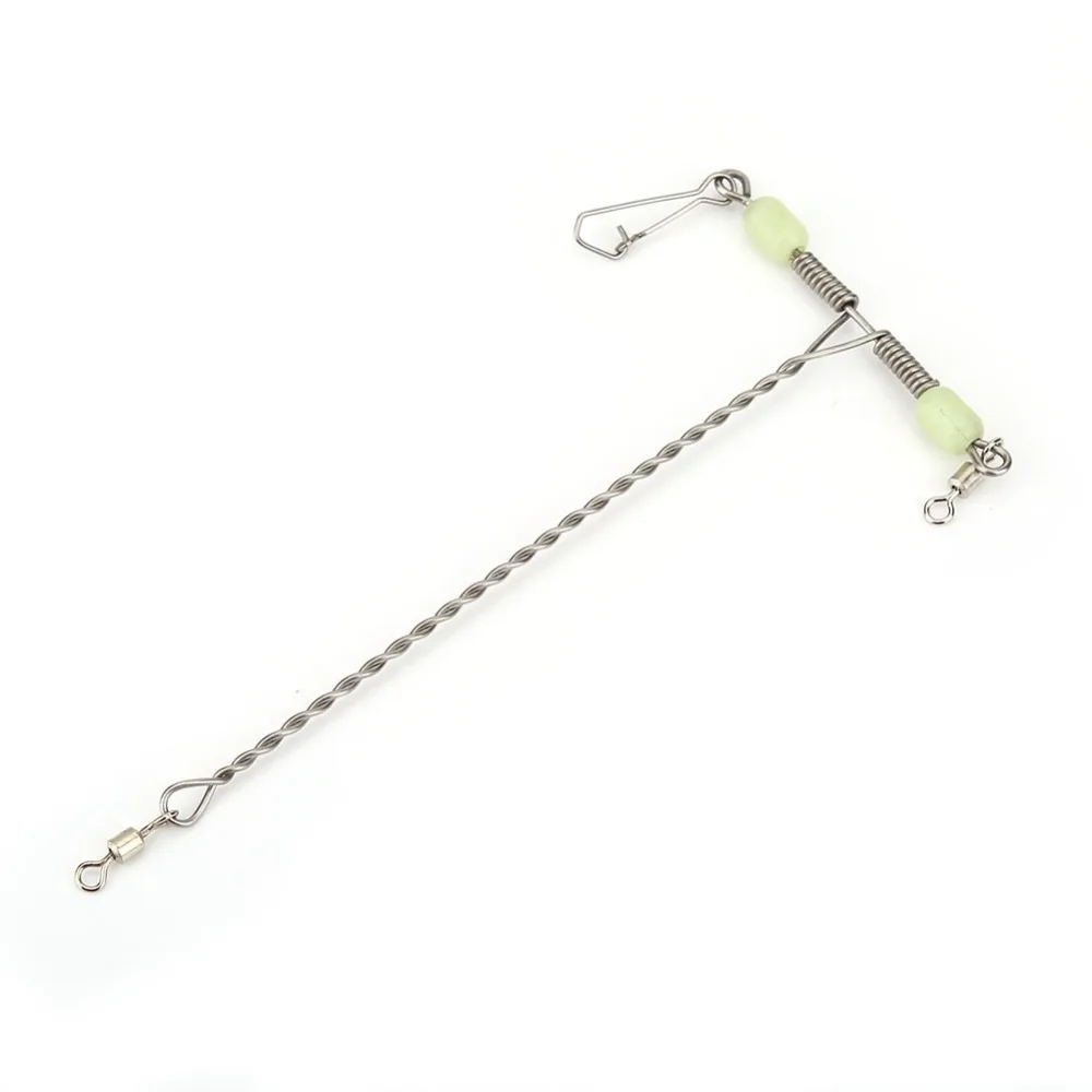 10pcs Durable Luminous Beads Fishing Swivel T-shaped Stainless Steel Balance Fishing Swivel Fishing Connector Saltwater Fishing