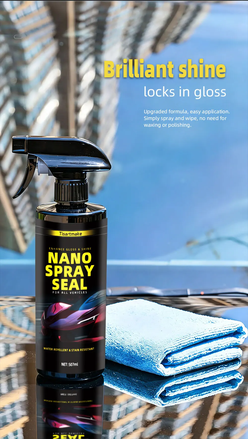 Keramik-Autolackpflege für Auto-Wachs, Polymer-Hydrophobflüssigkeit, Detailing-Zubehör, Nano-Spray-Versiegelung – Detail 4