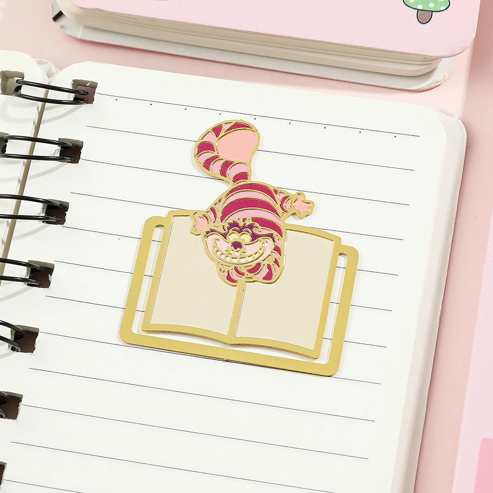 Alice in Wonderland Bookmark Metal Creative Fantasy Book Page Mark Cartoon Romance Reading Tool Stationery for Bookworm Girls