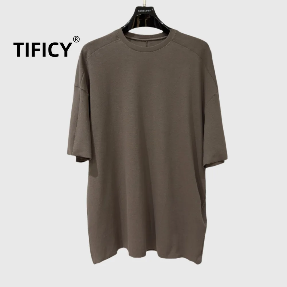 Dark RO High Street Cotton Tees T Shirt Men's Classic Basic Minimalist Unisex Three Dimensional Cutting  Round Neck T-shirt Tops