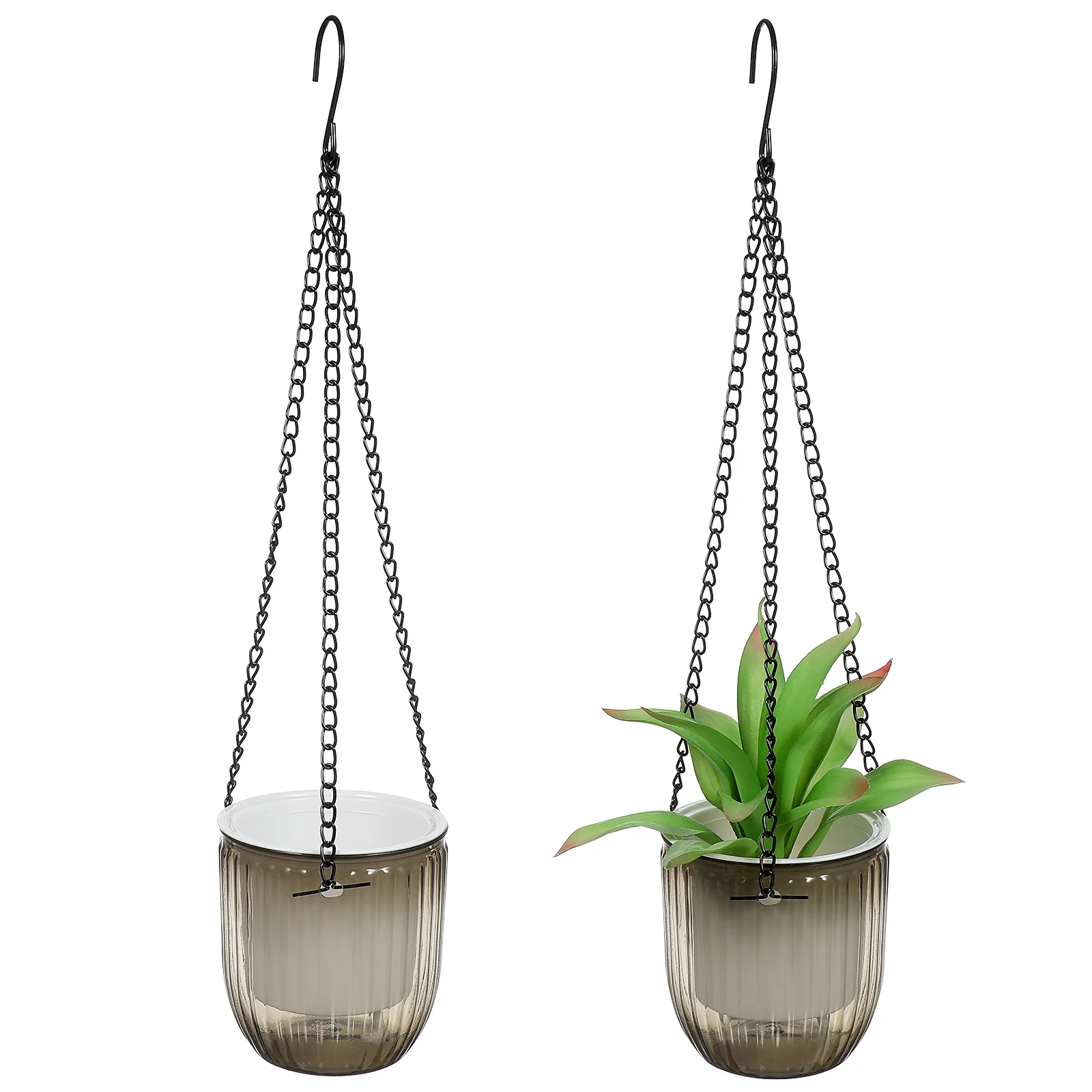 2 Pcs Hanging Basin Pots for Indoor Plants Baskets Green Dill Small Planters Plastic Raw Material Self Watering Transparent