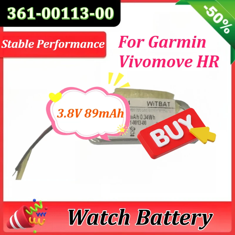 

3.8V 89mAh 0.34Wh New WL-G14 Watch Battery 361-00113-00 ASDB343415-P1 for Garmin Vivomove HR High Quality