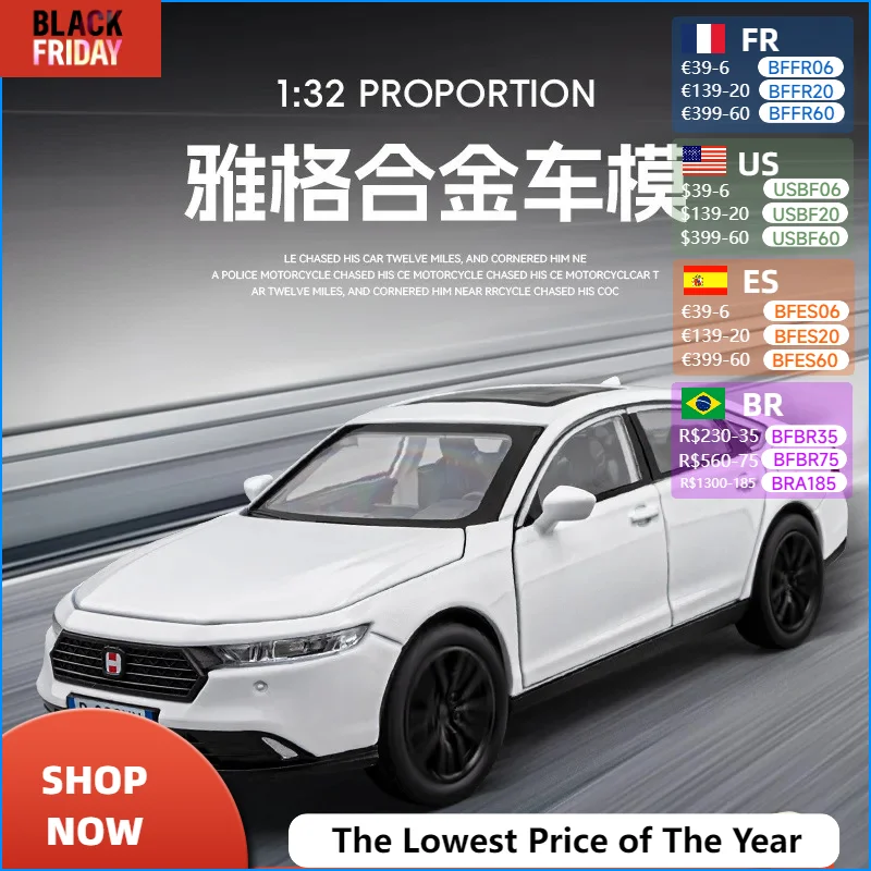 1: 32 Honda 11th generation Accord alloy car model, front wheel with box, 4S store car accessories, children's toy gifts