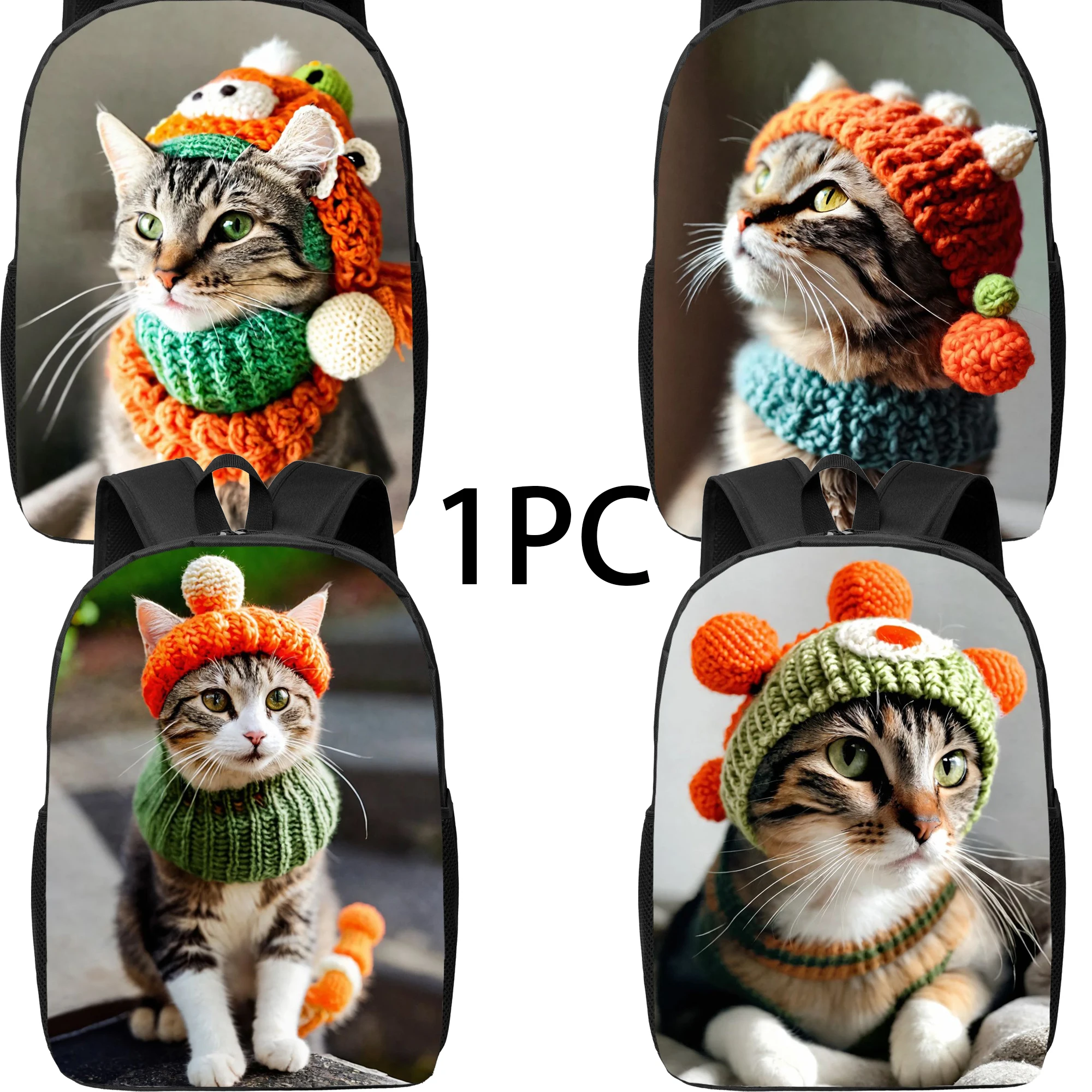 

2D-принты, Кошка в шляпе, Рюкзак, Большая вместимость, милый, элегантный, художественный, модный, подарок, путешествия, каждый день