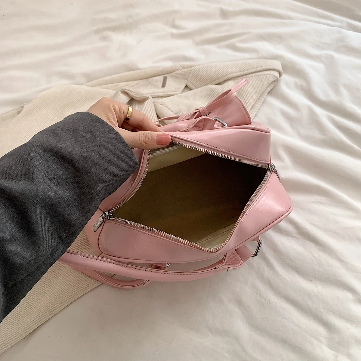 Leftside-Sacs sous les bras pour femmes, sacs à main et sacs à main en cuir PU, sac initié, mode coréenne Y2K, design mignon avec nœud aught, 2024