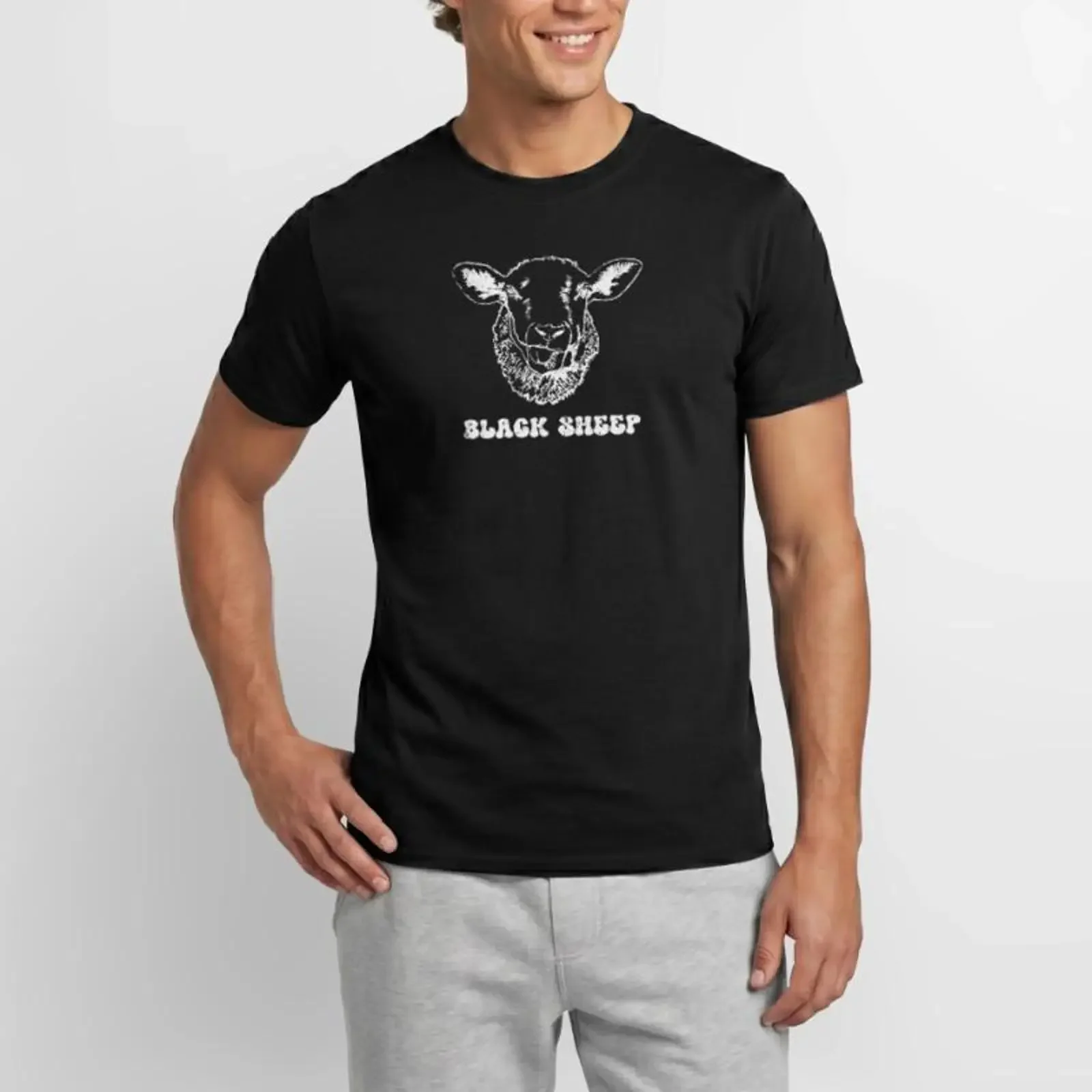 Black Sheep Retro Men's T Shirt vintage Washed fashion designer clothes Soft Top For Everyday Wear homme Comfortable Stylish