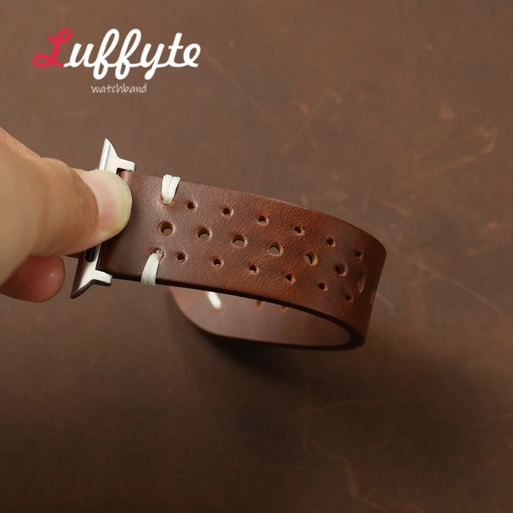 Ремешок из натуральной кожи для Apple Watch 1-10 Ultra SE 2, ремешок для часов из воловьей кожи с масляным воском для Iwatch 38/40/41/42/44/45/46/49 мм