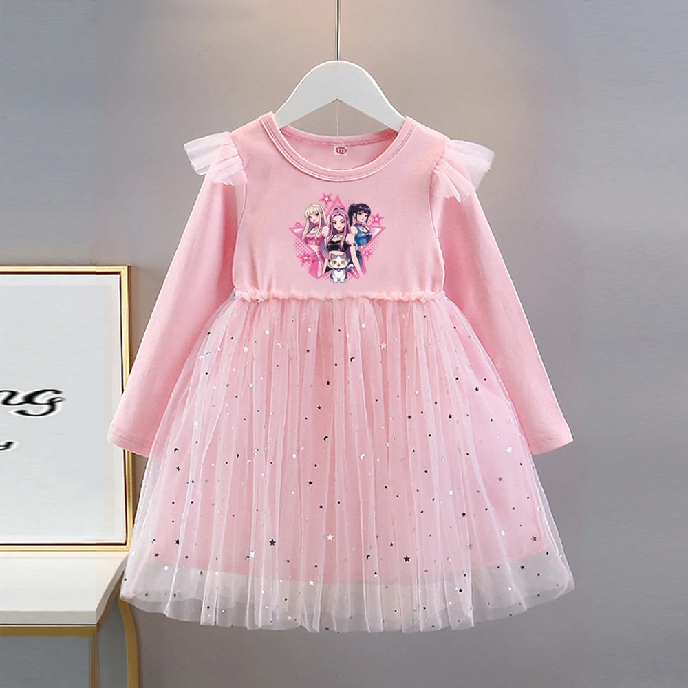 Neue Kinderkleidung Frühling Herbst Langarm-Prinzessinnenkleid Baby Mädchen Süßes Kleid Kinder Geburtstagsparty Kleid Regenbogen Cartoon – Detail 10