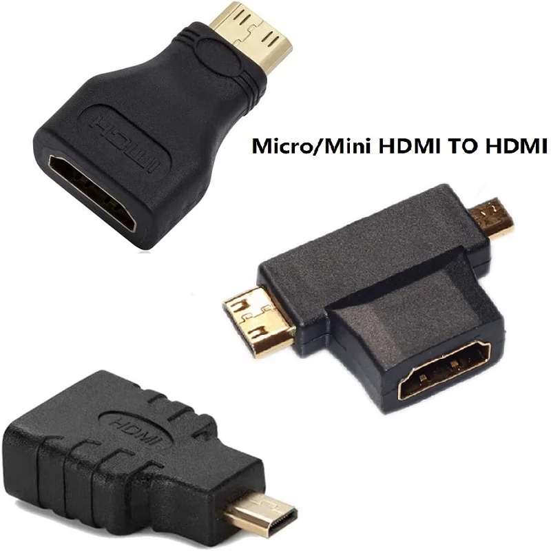 Mini / Micro HDMI Male HDMI-compatible To Standard HDMI-compatible Female Extension Adapter Converter For HDTV Laptop PS5