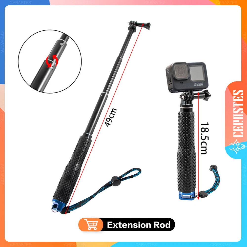 

Action Camera GoPro Hero 10 9 8 Self Shooting Rod Telescopic Extension Rod Foldable Action Camera Self Shooting Rod