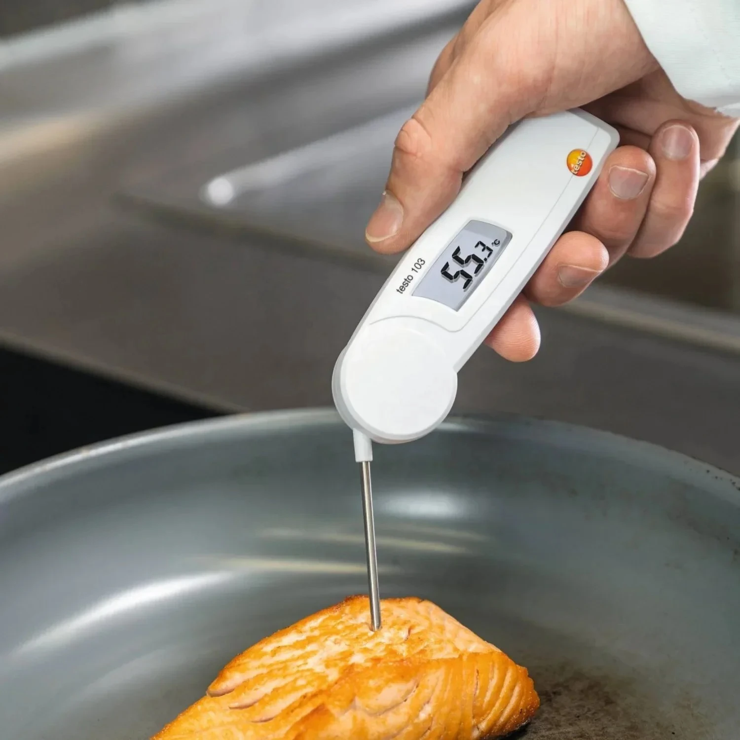 ميزان حرارة الطعام الرقمي الأصلي Testo 103 القابل للطي رقم الطلب. 0560 0103، الاختراق المتوافق مع HACCP