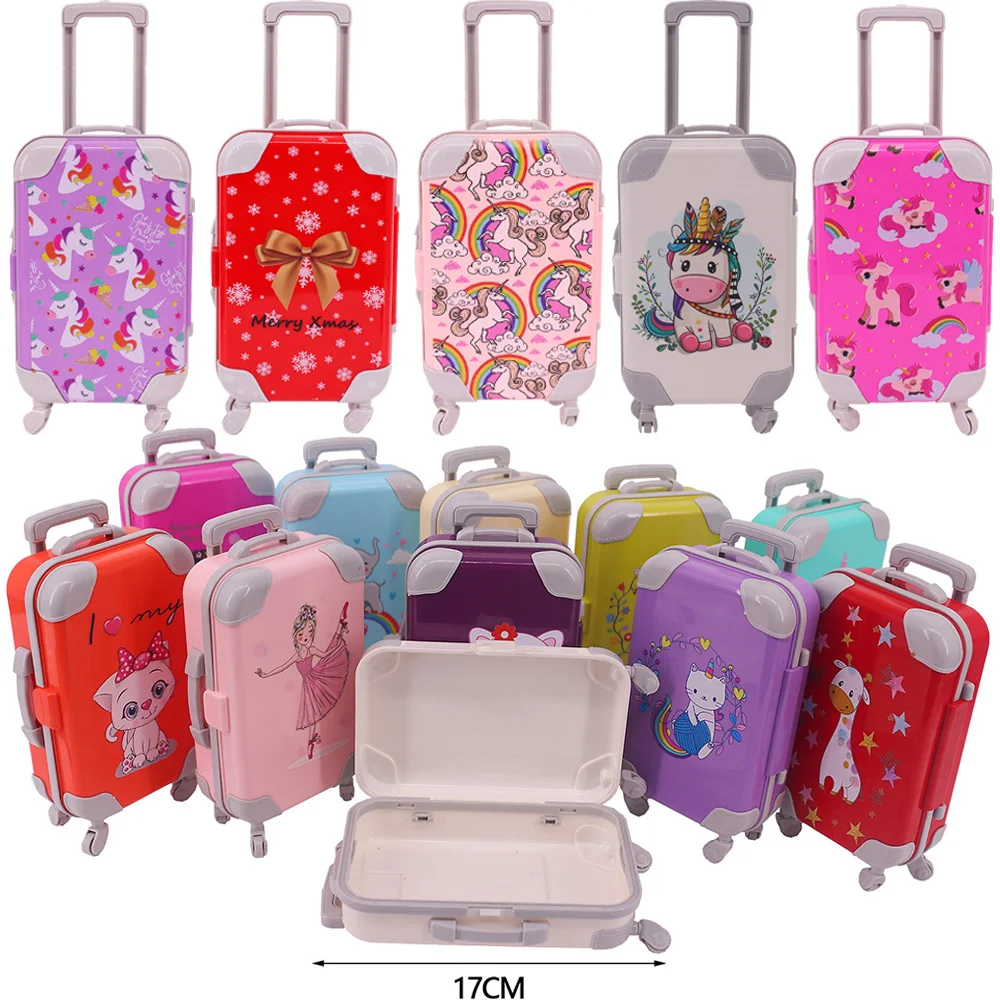 Mini Luggage Doll Accessories Suitcase Cute Anime Printing Unicorn/Cat For 30Cm Duck lalafanfan/18 inch Girl\'s/Paola Reina dolls